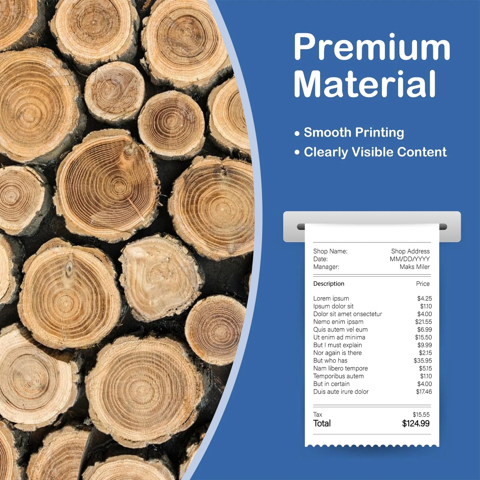 2 1/4" x 50' Thermal Receipt Paper Rolls 50 Rolls, Cash Register Paper, BPA Free Receipt Paper