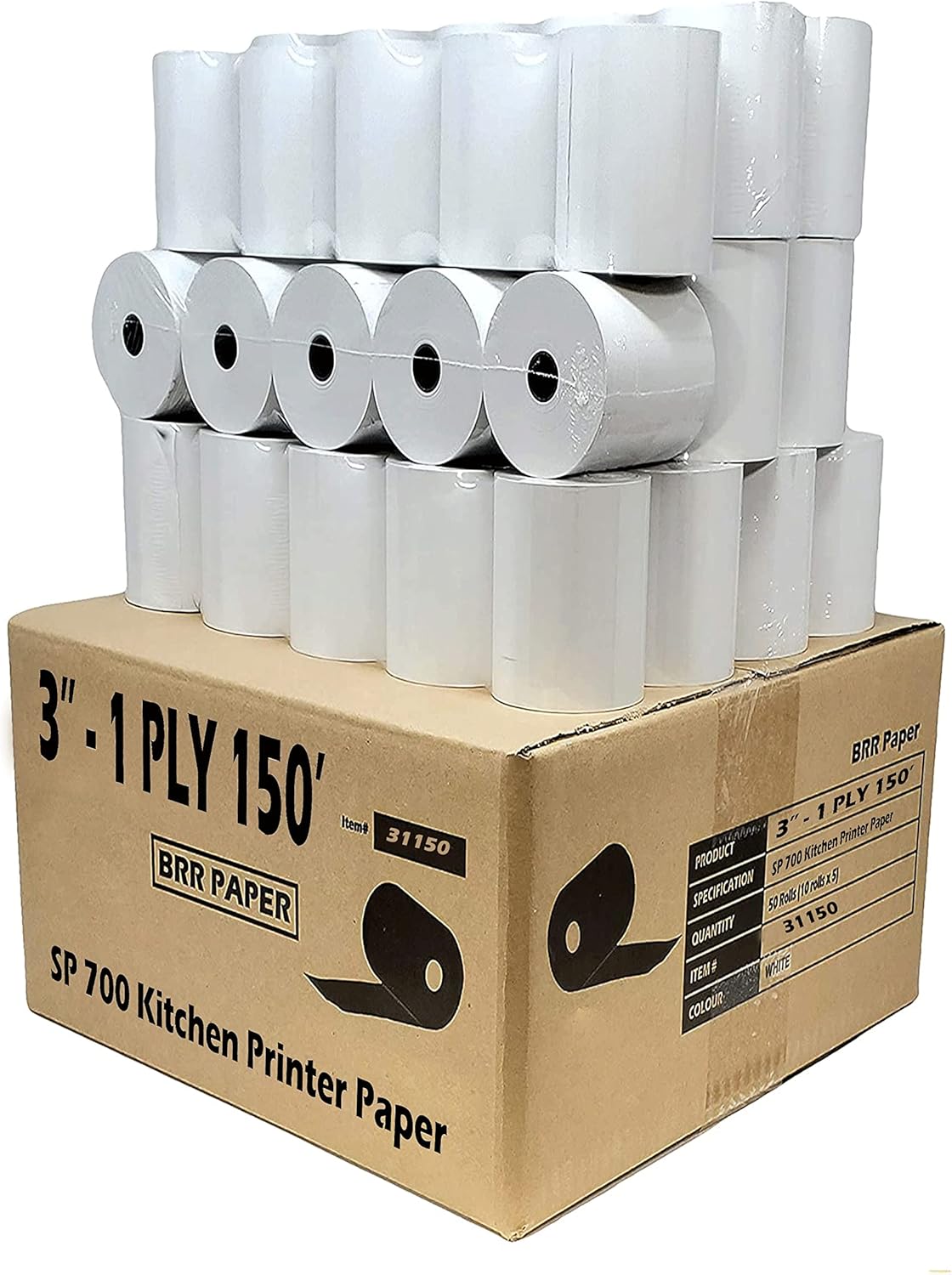 CASH REGISTER PAPER FOR STAR SP700 3" x 150' BOND (50 NON-THERMAL) POS KITCHEN PRINTER PAPER - 50 GSM NEW POS RECEIPT ROLLS FOR TMU200 SRP275