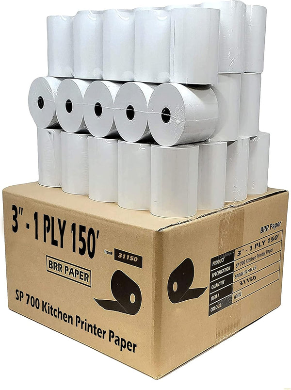 CASH REGISTER PAPER FOR STAR SP700 3" x 150' BOND (50 NON-THERMAL) POS KITCHEN PRINTER PAPER - 50 GSM NEW POS RECEIPT ROLLS FOR TMU200 SRP275