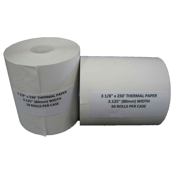 Thermal Receipt Paper 3-1/8 x 230ft - 50 Rolls White - POS Paper Rolls for Business, Retail, Restaurants, Printhead Tested