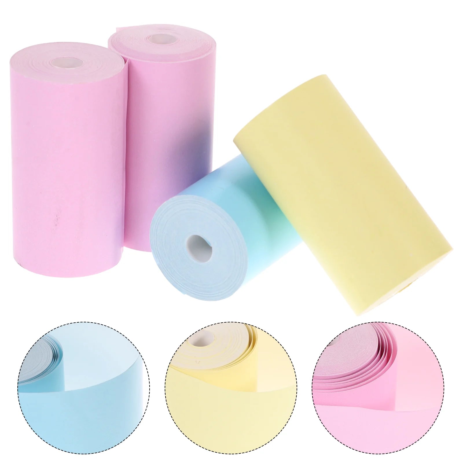 OFFIGAM 4Pcs Assorted Color Thermal Sticker Paper Rolls Resistant to Oil and Water