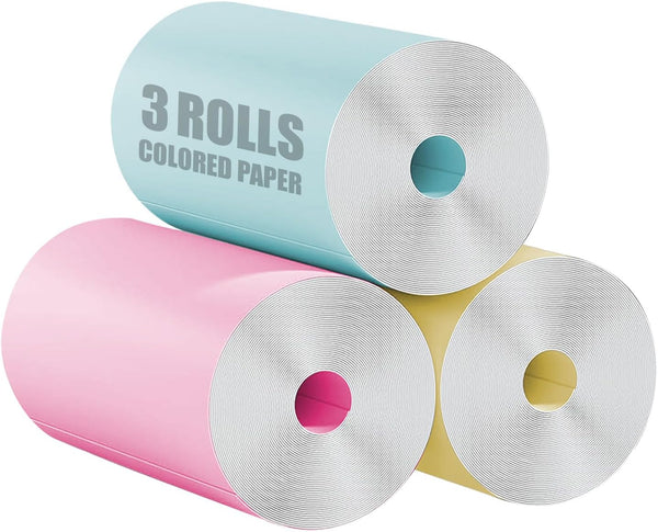 Premium 2.24×0.98 Inches Thermal Paper Rolls – for X5 X6 X7 X15 Photo Mini Printers, Durable Thermal Paper for Crisp, Fast, Reliable Printing in Mini Printers - Colored 3 Rolls