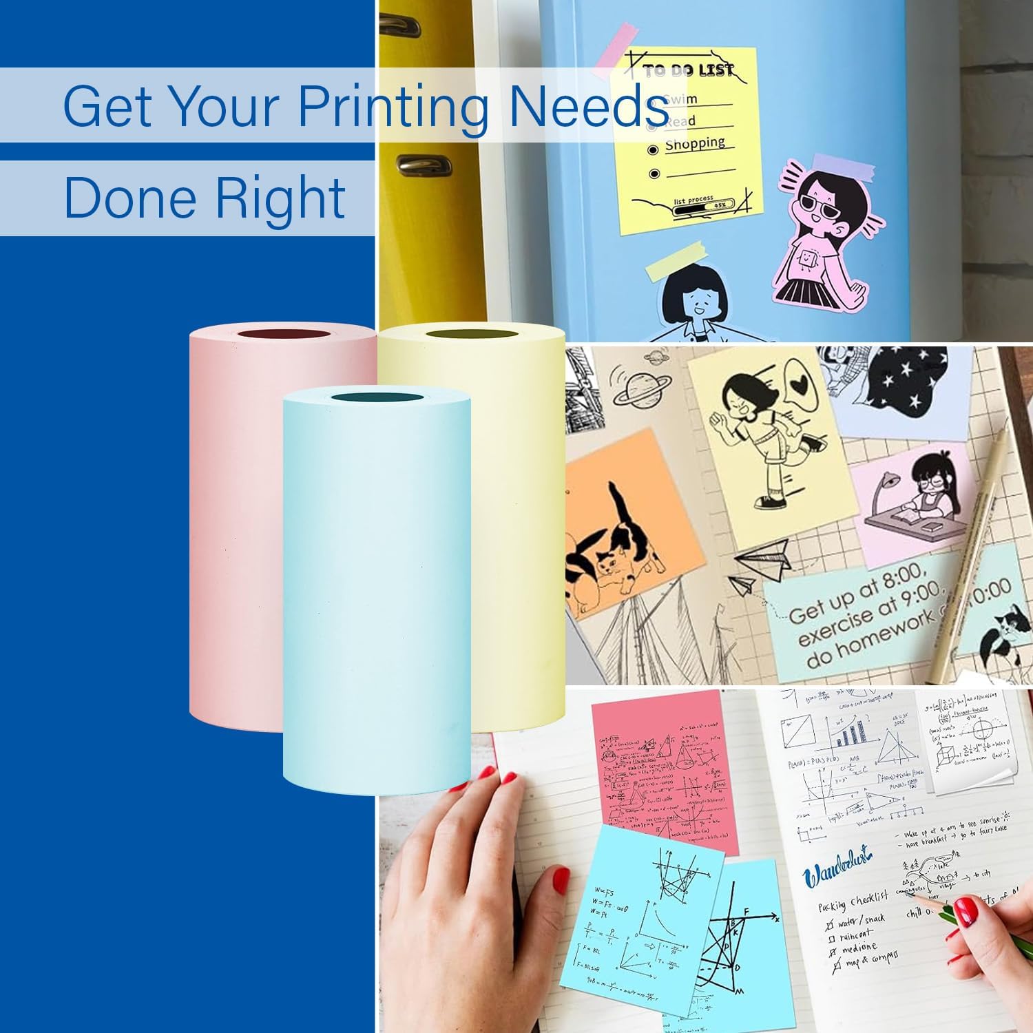 Premium 2.24×0.98 Inches Thermal Paper Rolls – for X5 X6 X7 X15 Photo Mini Printers, Durable Thermal Paper for Crisp, Fast, Reliable Printing in Mini Printers - Colored 3 Rolls